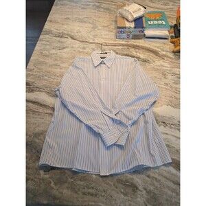 #159 Arrow Fairfield Pinpoint Men's XL 17 32/33 white Button up pinstripe shirt